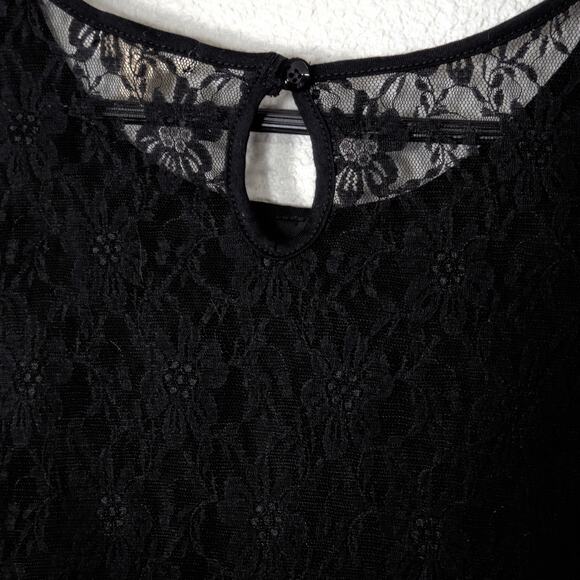 Silence + Noise Women’s Blouse Black Lace Dark Romantic Contrast Sleeves Size L - Picture 7 of 11